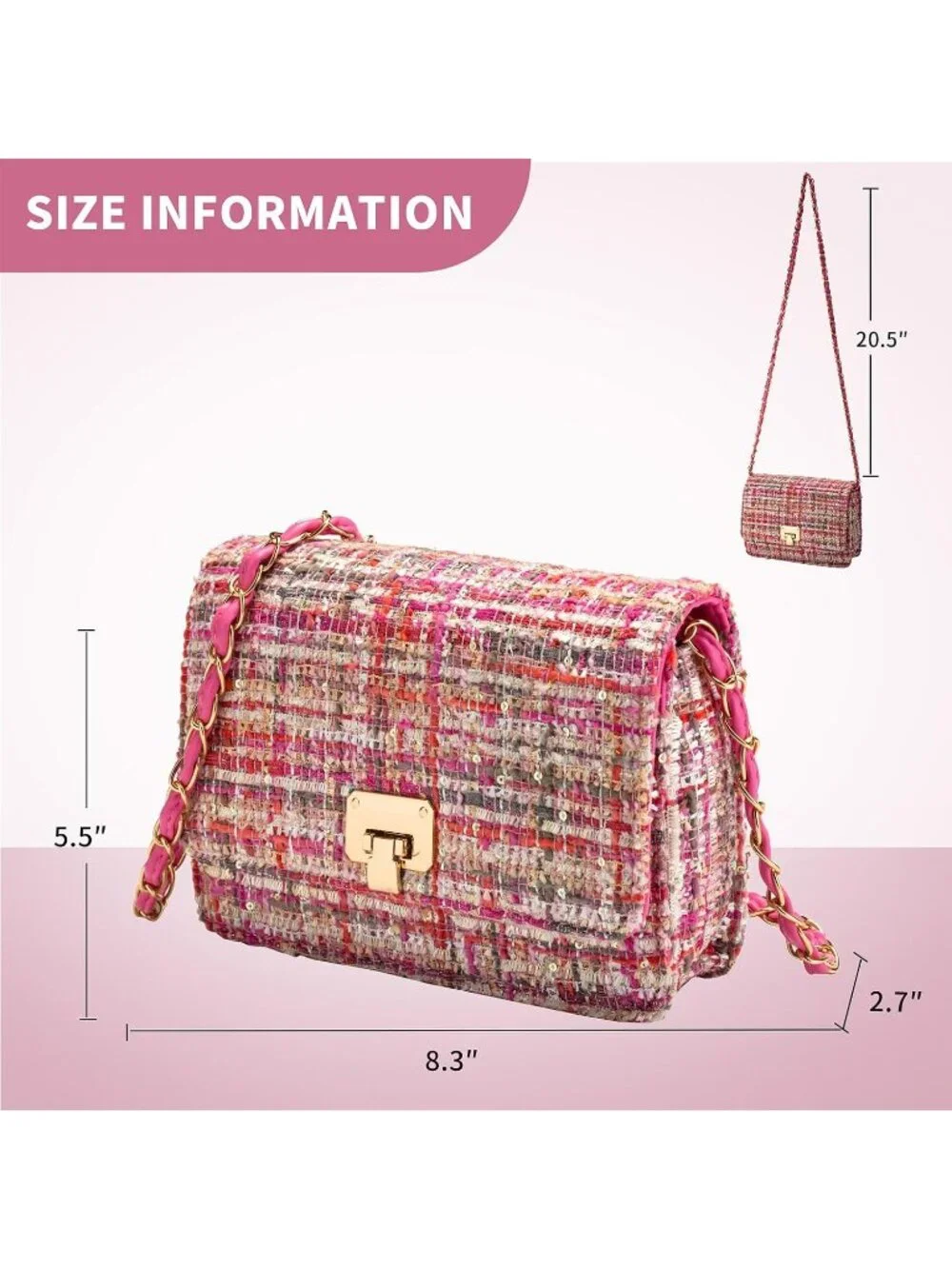 👜Women's Green Tweed Chain Bag Quilted Flap Crossbody Purse For Wedding